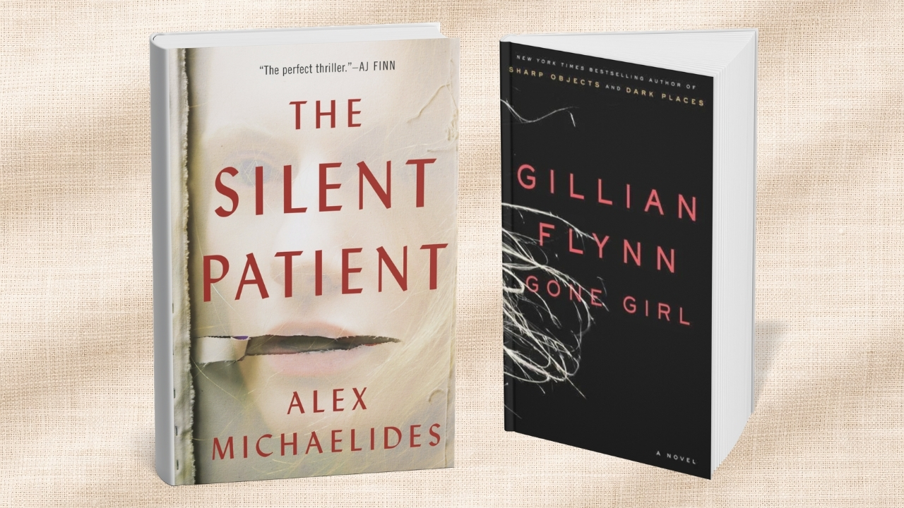 Dve krimi knjige, „The Silent Patient“ i „Gone Girl“, prikazane jedna pored druge